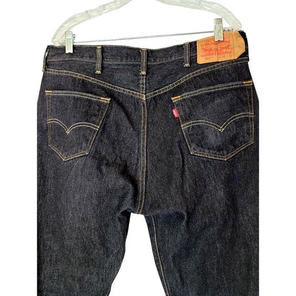 Levis 501 Original Fit Mens Jeans W38 L30 Black Straight Leg Denim 100% Cotton M - Picture 3 of 7